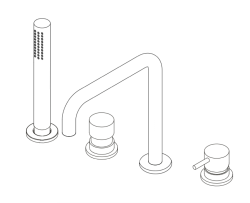 Waterevolution Flow 4-otvorová vaňová batéria na okraj vane, kompletná PVD svetlé zlato H T138HWGE.