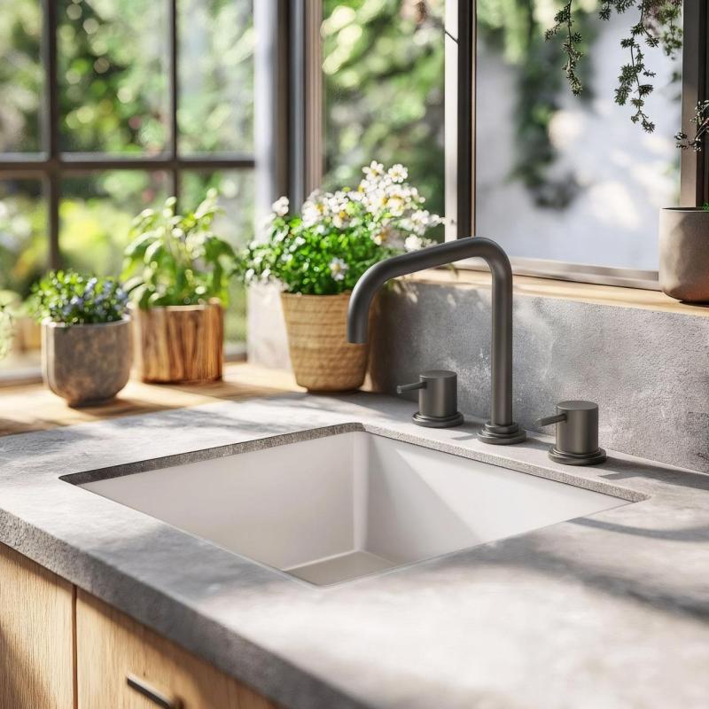 Waterevolution Flow 3-otvorová kuchynská batéria s otočným výtokom a pripojením na filtrovanú vodu, povrchová úprava gun metal T152HGME.