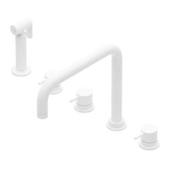 Waterevolution Flow 5-otvorová nástenná kuchynská batéria s výsuvnou sprchou a pripojením na filtrovanú vodu biela T154HBR.