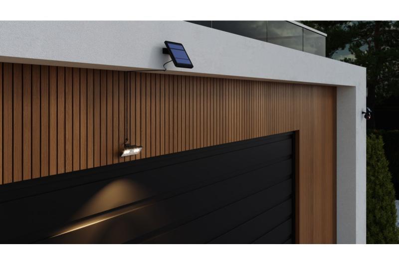 Slnečné svietidlo s pohybovým a stmievačovým senzorom DAVOS, LED, 1000lm, 4000K, 2000mAh, IP54, čierne