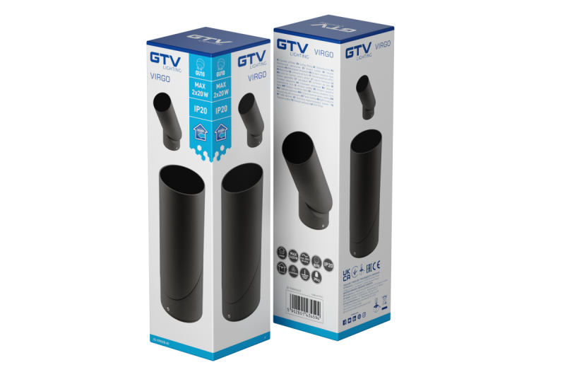 Stropná lampa VIRGO, max. 250V, 50/60Hz, 57x152mm, IP20, max. 20W, Okrúhla, Čierna