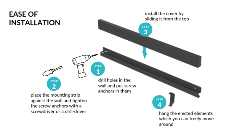 Set kuchynských líšt Epka Luxion 100 cm s príslušenstvom, kov s neviditeľným upevnením, čierna 1208969983.