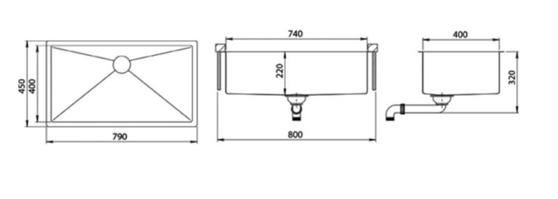 Ausmann Mosel Nerezová oceľ veľký drez Nerezová oceľ - PVD nerez 74x40 univerzálny 1208970025