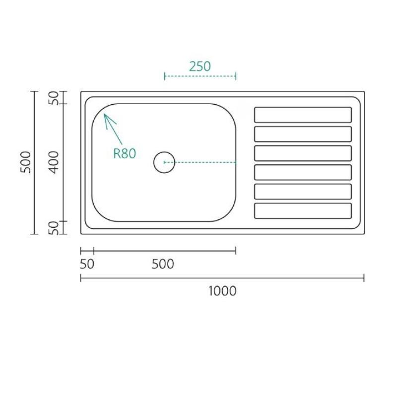 Banka Centurio 100-50 Nerezový drez na montáž 100 x 50 cm s odkvapkávacou časťou 1208970030
