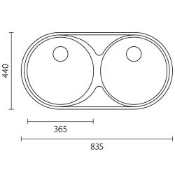 Banka Andalucia RVS Dvojitý Drez 835 x 440 cm Nadstavba a Vstavba 1208970050