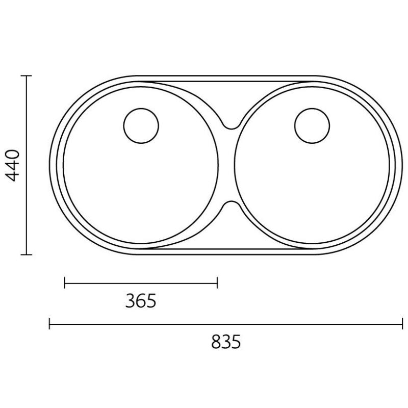 Banka Andalucia RVS Dvojitý Drez 835 x 440 cm Nadstavba a Vstavba 1208970050