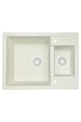 Granitová drezová súprava GraniteMy Smart extra plytká 1,5 biela granitová drezová nástavba 58x44 cm s bielou zátkou a krytom 1208970052.