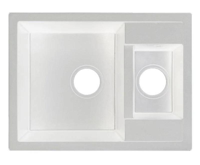 Granitová drezová súprava GraniteMy Smart extra plytká 1,5 biela granitová drezová nástavba 58x44 cm s bielou zátkou a krytom 1208970052.