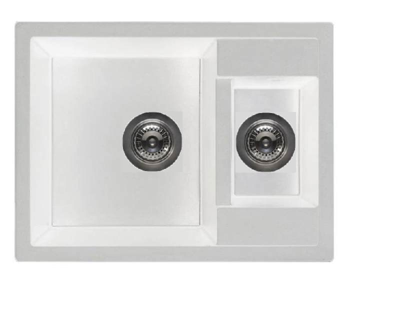 Granitová drezová súprava GraniteMy Smart extra plytká 1,5 biela granitová drezová nástavba 58x44 cm s bielou zátkou a krytom 1208970052.