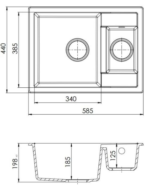 Granitová drezová súprava GraniteMy Smart extra plytká 1,5 biela granitová drezová nástavba 58x44 cm s bielou zátkou a krytom 1208970052.