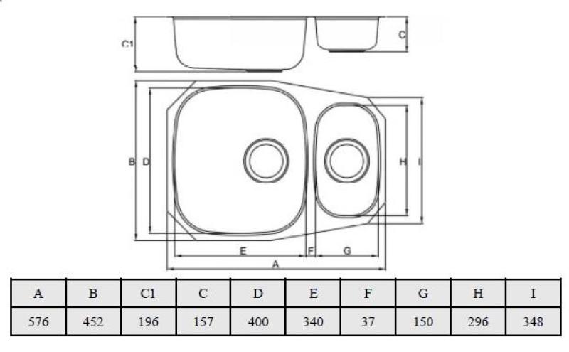 Banka Alaska Nerezová 1,5 drezová vaňa podstavná 524 x 400 mm 1208970064