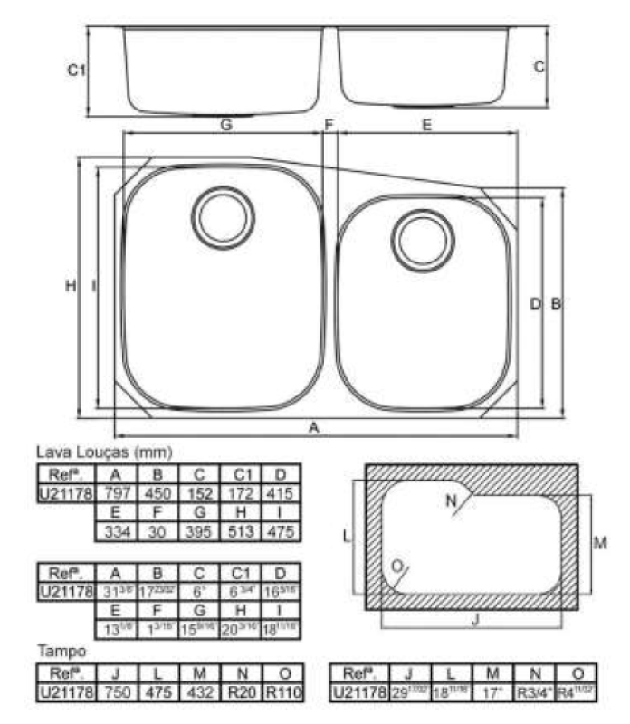 Banka Princess nerezový dvojitý drez podstavný 750x475 mm 1208970067