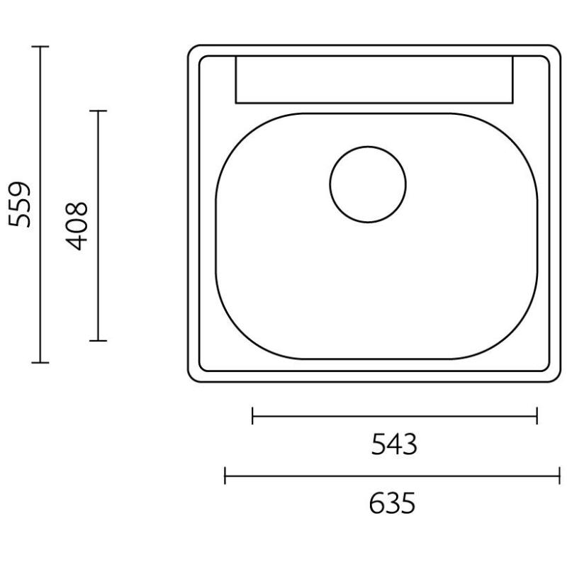 Banka Detroit RVS Drez 635 x 559 mm Montáž na dosku s otvorom pre batériu 1208970077