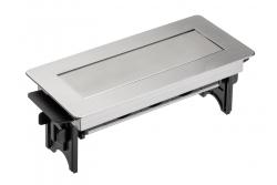 Predlžovací kábel bez kazety, trojnásobná zásuvka s uzemnením, 1,5 m napájací kábel s konektorom, nerez.