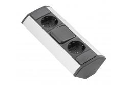 MINI rohový predlžovací kábel s vypínačom a 2 zásuvkami Schuko 230 V 16 A