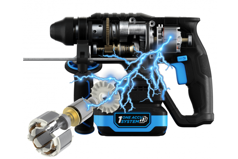 HÖGERT akumulátorová príklepová vŕtačka, bezuhlíková, 18V, s funkciou sekáča.