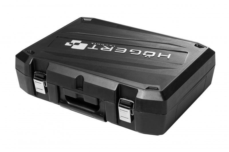 HÖGERT akumulátorová vŕtačka 18V, sada s batériou, nabíjačkou, držiakom bitov, zásobníkom vrtákov.