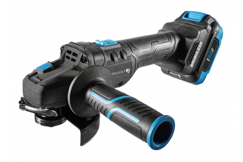 HÖGERT Akumulátorová uhlová brúska s pákovým spínačom, 125MM, 18V, set s batériou, nabíjačkou, príslušenstvom