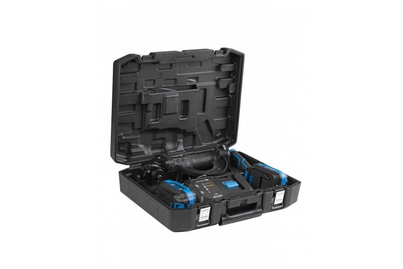 HÖGERT Akumulátorová uhlová brúska s pákovým spínačom, 125MM, 18V, set s batériou, nabíjačkou, príslušenstvom