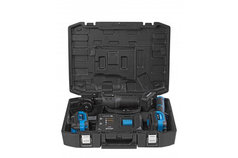 HÖGERT Akumulátorová uhlová brúska s pákovým spínačom, 125MM, 18V, set s batériou, nabíjačkou, príslušenstvom