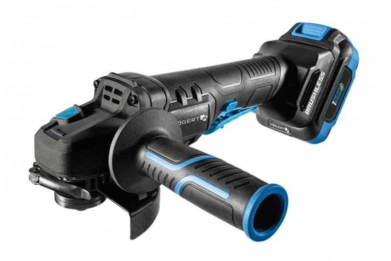 HÖGERT Bezdrôtová uhlová brúska s pádovým spínačom, 125MM, 18V - Sada (batéria, nabíjačka, príslušenstvo)