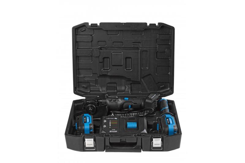 HÖGERT Bezdrôtová uhlová brúska s pádovým spínačom, 125MM, 18V - Sada (batéria, nabíjačka, príslušenstvo)