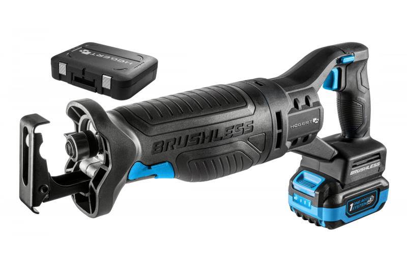 HÖGERT akumulátorová mečová píla sada, 18V, bezuhlíková, batéria, nabíjačka, príslušenstvo