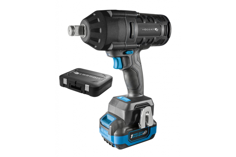 HÖGERT akumulátorový rázový uťahovák, bezuhlíkový, 1000 Nm, 18V s batériou, nabíjačka