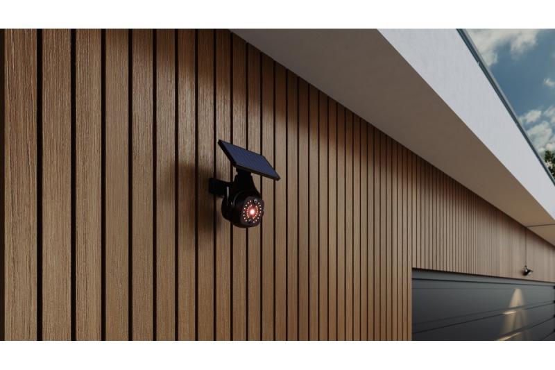 Slnečné povodňové svetlo s pohybovým a súmrakovým senzorom GUARDOS, LED, 300lm, 6400K, 1200mAh, IP65, falošná kamera