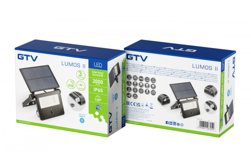 Svetlo povodňového svetla LUMOS II, LED, 2000lm, 6400K, vymeniteľné 2600mAh, IP65, čierne