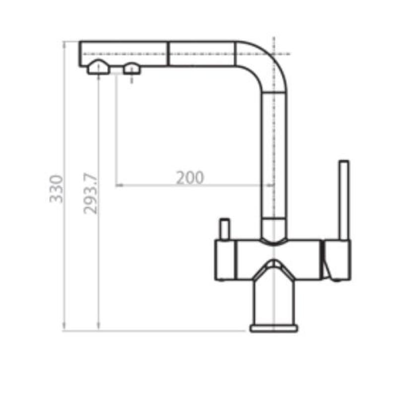 Ausmann Ellington 3-cestná kuchynská batéria s výsuvnou hubicou a filtrovanou vodou – Sivá – 1208970494