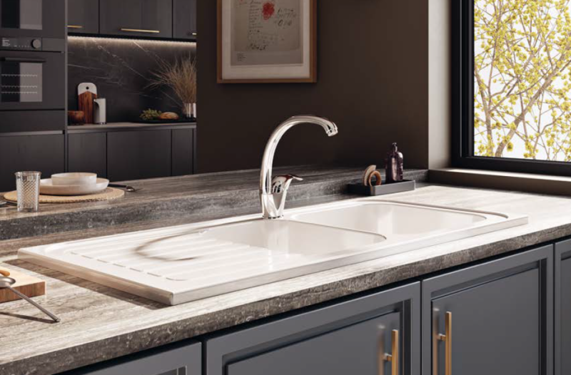 Ausmann Ceramic Blush Keramické Dvojité Biele Umývadlo na pracovnú dosku s Odkvapkávacou plochou 1125 x 500 mm 1208970514