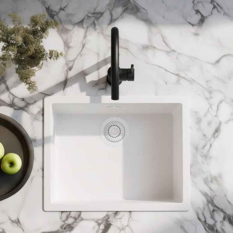 Biela umývadlová misa 50x40 cm na zapustenú montáž, nadstavbu a plochú montáž s bielou zátkou 1208970531