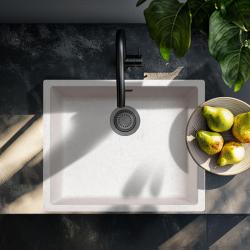 Zandová Biela Krémová Umývadlo 50x40 cm Podstavba, Nástavba a Zarovnaná Montáž s Gun Metal Zátkou 1208970544