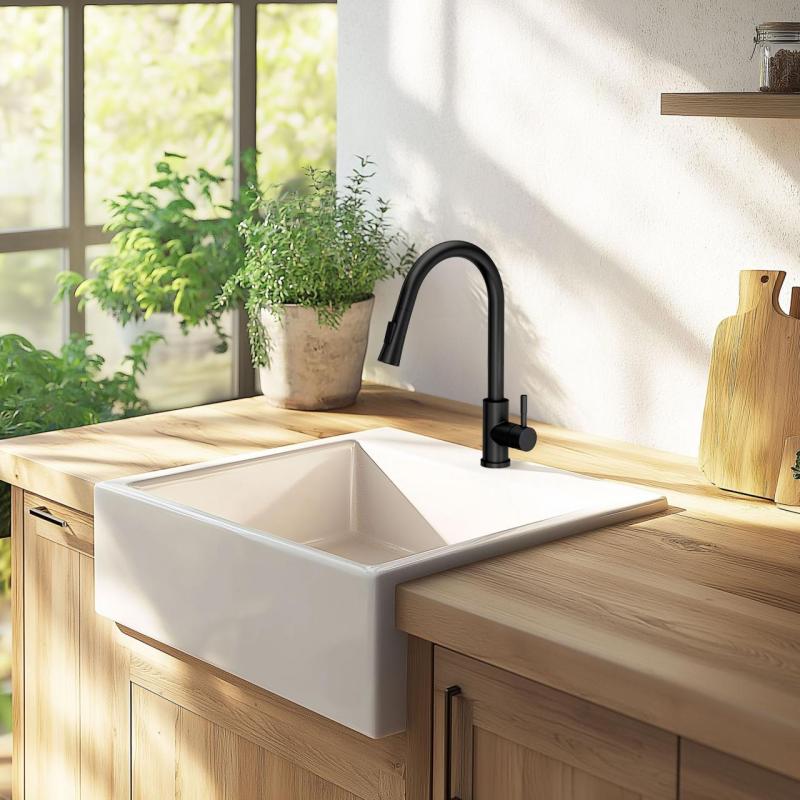 Ausmann Ceramic Panor Shade Keramický Biely Butler Drez - Podstavcový a Stredový 630 x 597 mm s dierou pre kohútik a nerezovou zátkou 1208970560