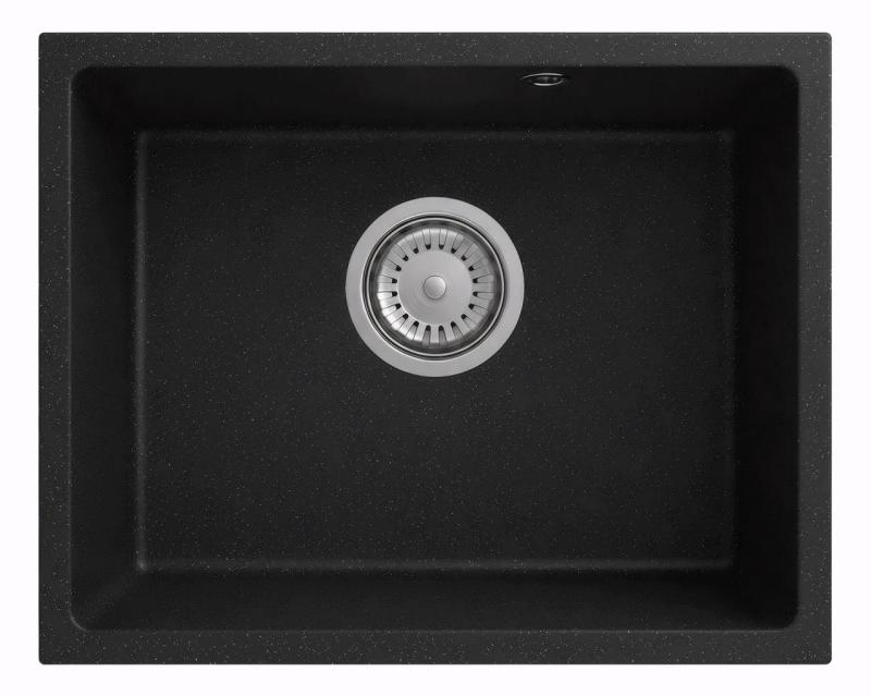 Graniteland Solo Granit čierna arduin tvrdoleská Umývadlo podstavcové 42x34 cm s RVS zátkou 1208970606