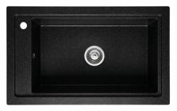 Graniteland Magra Granit čierna arduin tvrdý kameň Umyvadlo nadstavba 686x427 mm s otvorom pre kohútik a nerezovou zátkou 1208970615