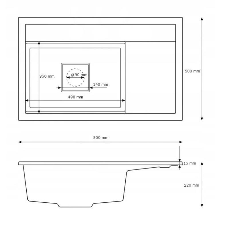 Graniteland Seta Granitový Čierny Umyvadlový Nadstavec 80x50 cm 1208970624