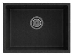 Graniteland Solo Granitové šedé podmontážne umývadlo 535x400 mm s nerezovou zátkou 1208970634.