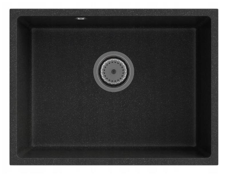 Graniteland Solo Granitový čierny drez pod pracovnú dosku 535x400 mm s nerezovou zátkou 1208970637.