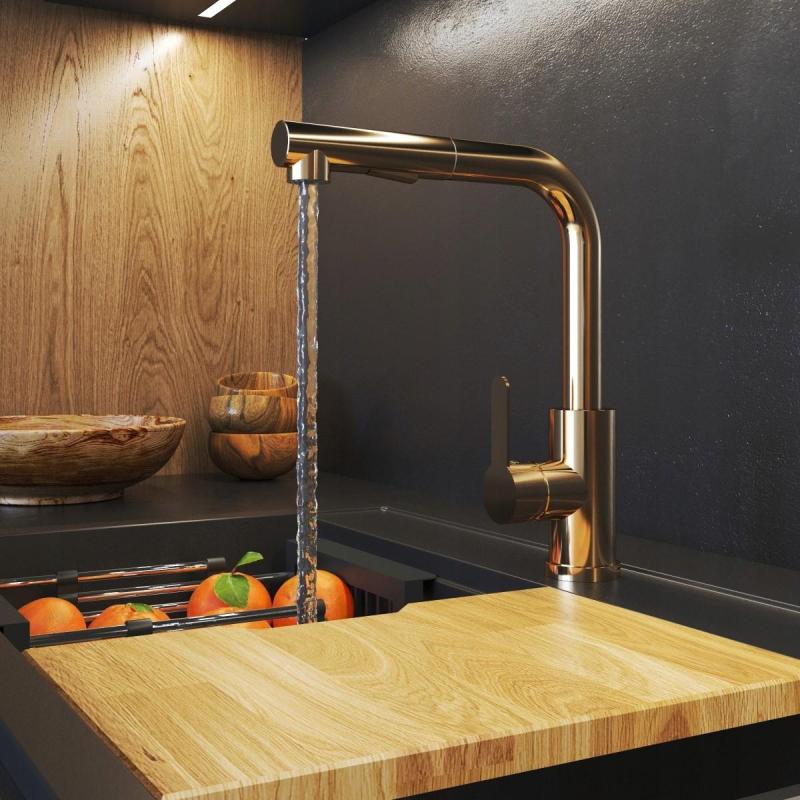 Graniteland Celeste Kuchynská batéria Meď s Vytiahnuteľným Výtokom a Dvojfunkčnou Ručnou Sprchou 1208970665