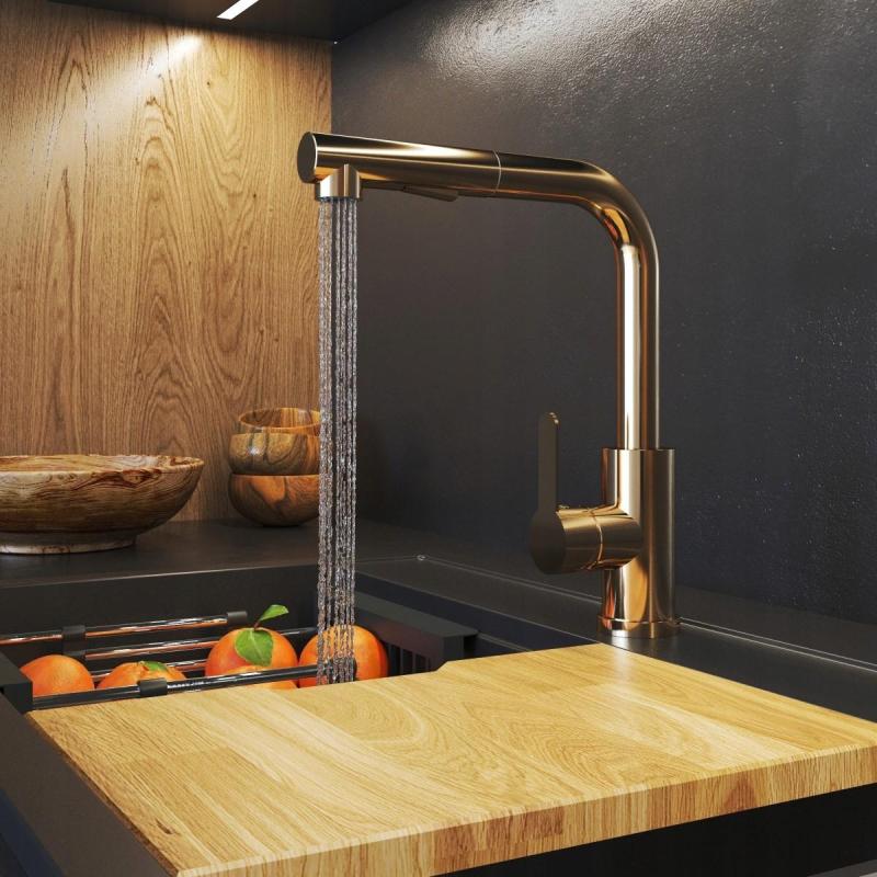 Graniteland Celeste Kuchynská batéria Meď s Vytiahnuteľným Výtokom a Dvojfunkčnou Ručnou Sprchou 1208970665