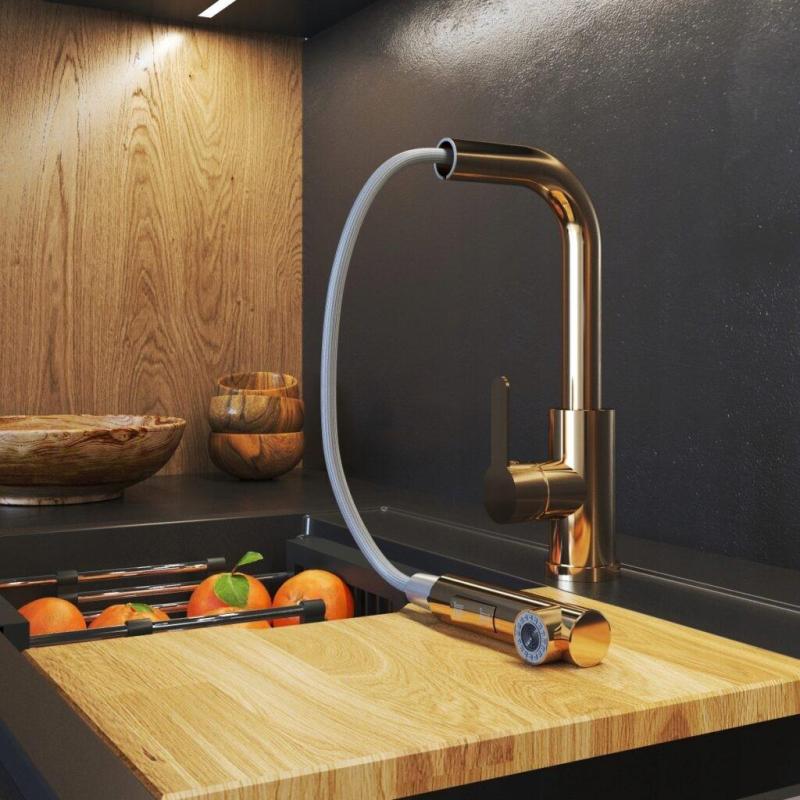 Graniteland Celeste Kuchynská batéria Meď s Vytiahnuteľným Výtokom a Dvojfunkčnou Ručnou Sprchou 1208970665