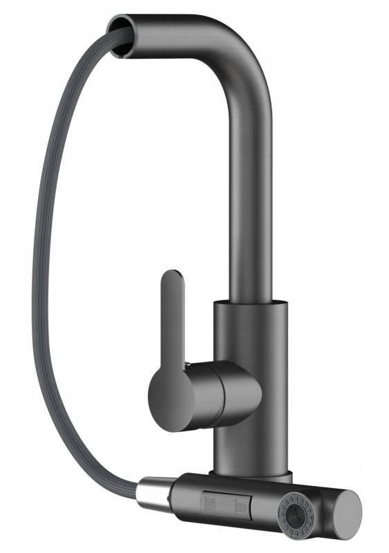 Graniteland Celeste Kuchynská batéria Gun metal s výsuvnou výpusťou a dvojfunkčnou ručnou sprchou 1208970666.