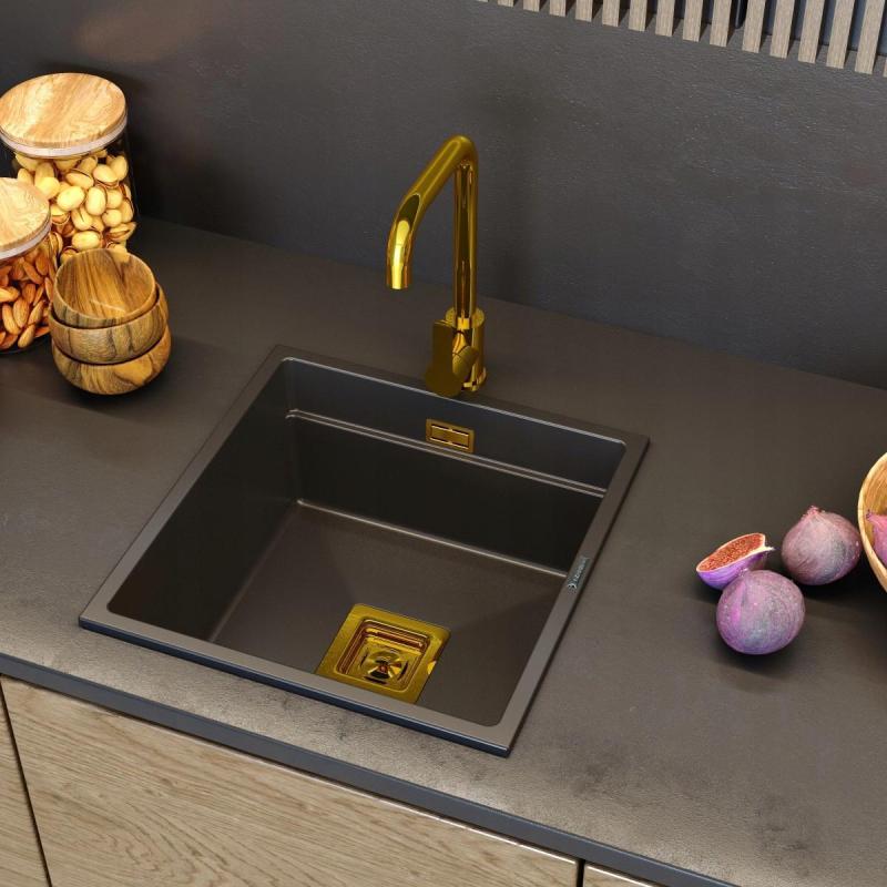 Graniteland Stellar Kuchynská batéria Zlatá s otočným výtokom 1208970673