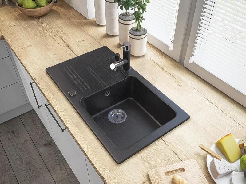 Granitová batéria Ceres s výsuvným výtokom a dvojfunkčnou ručnou sprchou, vzhľad tvrdého kameňa, 1208970706