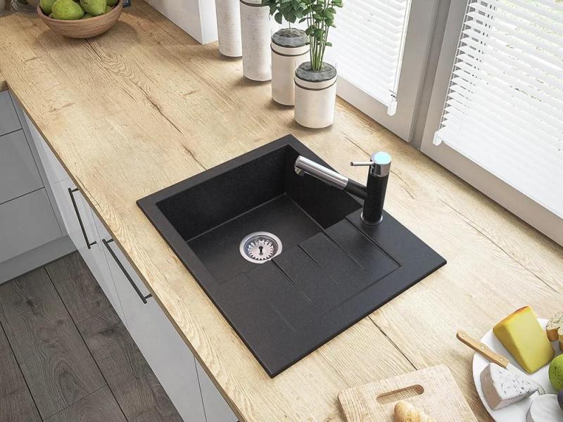 Granitová batéria Ceres s výsuvným výtokom a dvojfunkčnou ručnou sprchou, vzhľad tvrdého kameňa, 1208970706