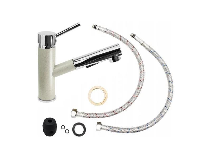 Graniteland Ceres Kuchynská batéria Bežový piesok s Vytiahnutým Výlevom a Dvojfunkčnou Ručnou Sprchou 1208970708