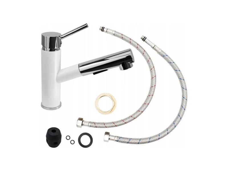 Graniteland Ceres Kuchynská batéria Biela s Vytiahnuteľným Výtokom a Dvojfunkčnou Ručnou Sprchou 1208970709