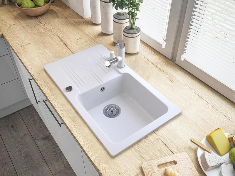 Graniteland Ceres Kuchynská batéria Biela s Vytiahnuteľným Výtokom a Dvojfunkčnou Ručnou Sprchou 1208970709